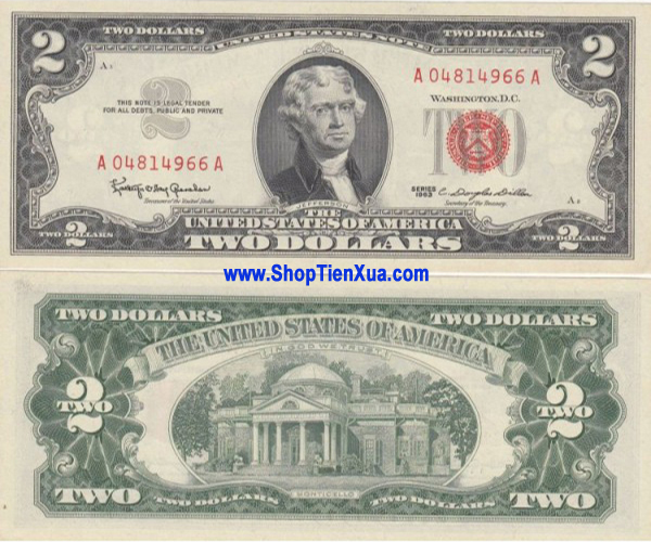 Tiền hai USD không chỉ có giá trị về tài chính mà còn có giá trị lịch sử. Với hình ảnh Tổng thống John F.Kennedy trên mặt trước, đây là một trong những đồng tiền đầu tiên được phát hành để tưởng nhớ ông sau khi ông qua đời vào năm
