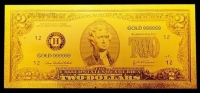 Tiền 2 dollar mạ vàng 24k