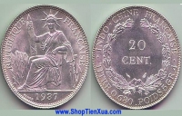 X10 : Xu bạc 20 cent đông dương VN 1937