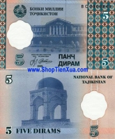 QT38 : Tajikistan 5 Diram 1999